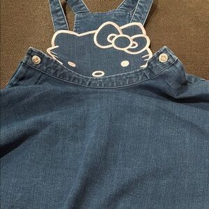 Overall dress blue denim with hello Kitty